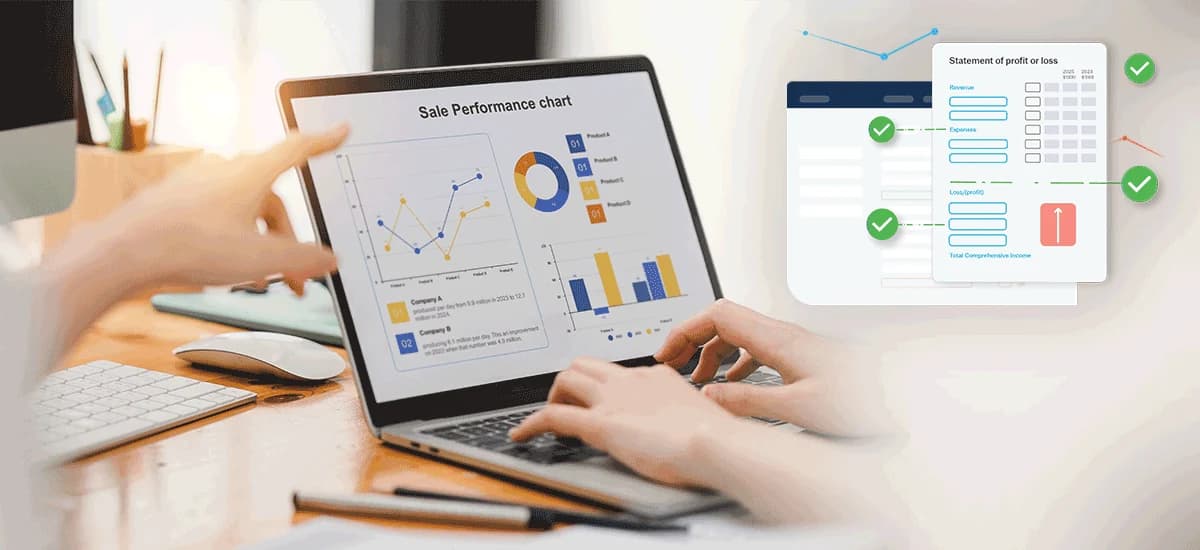 Finansal tablo inceleme sürecini gösteren bilgisayar ekranı